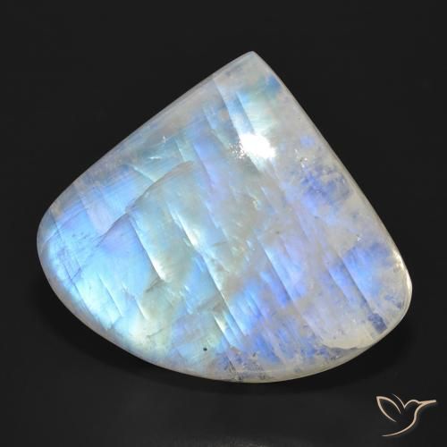 Pietra di luna arcobaleno Bianco bluastro naturale da 33.55 ct, Forma a pera, Traslucido