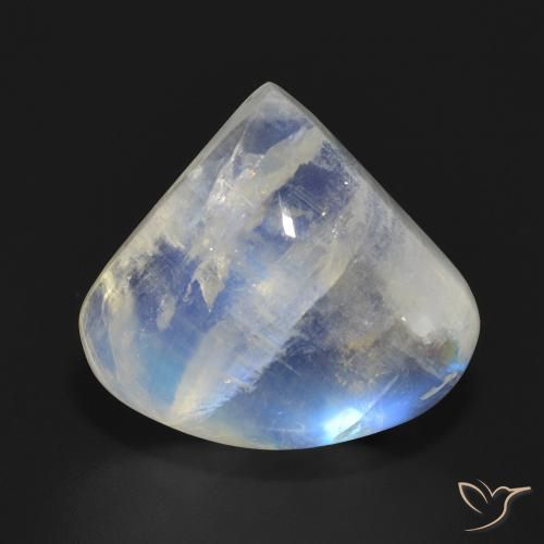 13.73ct Naturale Bianco bluastro Pietra di luna arcobaleno, Forma a pera, Traslucido