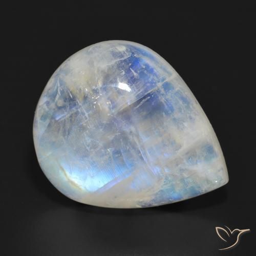 Pietra di luna arcobaleno Bianco bluastro naturale da 19.29 ct, Forma a pera, Traslucido