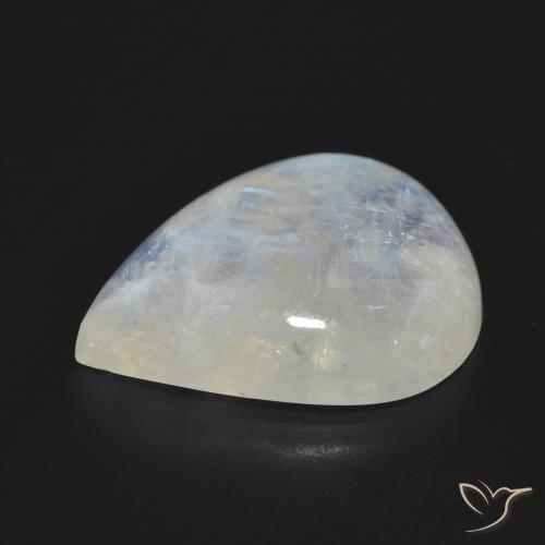 Pietra di luna arcobaleno Bianco bluastro naturale da 19.29 ct, Forma a pera, Traslucido