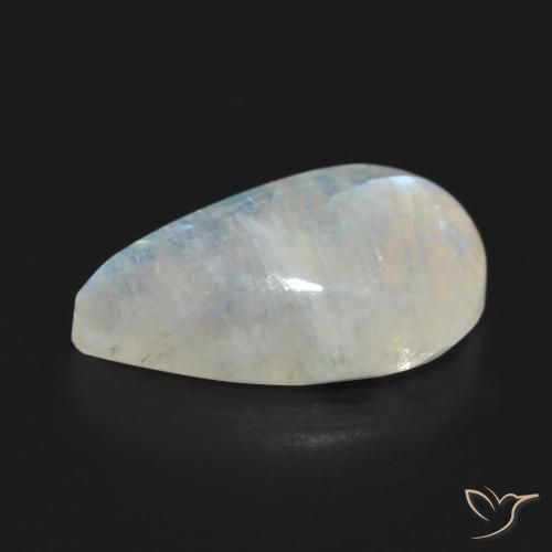 Pietra di luna arcobaleno Bianco bluastro naturale da 15.38 ct, Forma a pera, Traslucido
