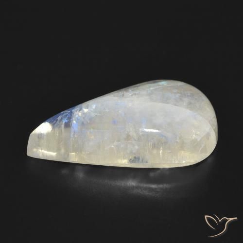 Pietra di luna arcobaleno Bianco bluastro naturale da 14.33 ct, Forma a pera, Traslucido