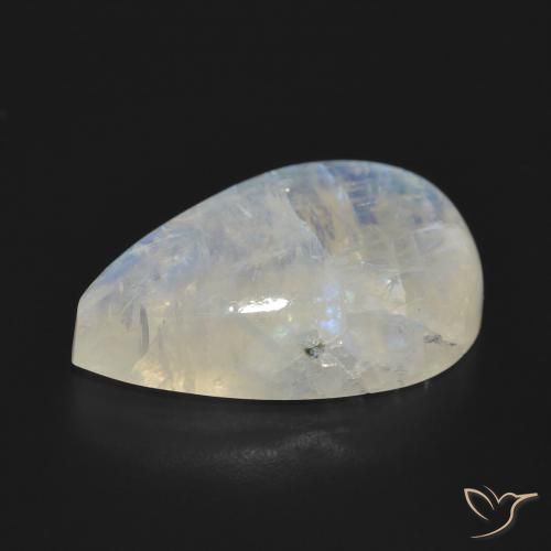 Pietra di luna arcobaleno Bianco bluastro naturale da 17.74 ct, Forma a pera, Traslucido