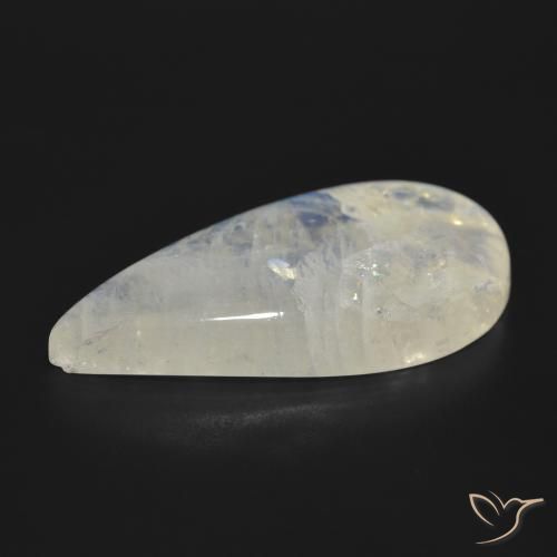 Pietra di luna arcobaleno Bianco bluastro naturale da 30.09 ct, Forma a pera, Traslucido