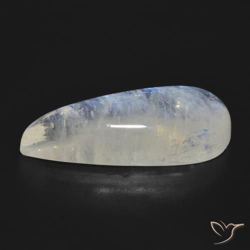 Pietra di luna arcobaleno Bianco bluastro naturale da 17.24 ct, Forma a pera, Traslucido