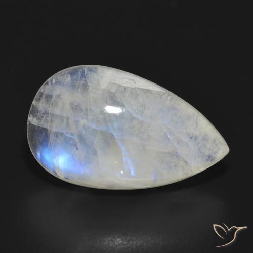 Pietra di luna arcobaleno Bianco bluastro naturale da 10.47 ct, Forma a pera, Traslucido