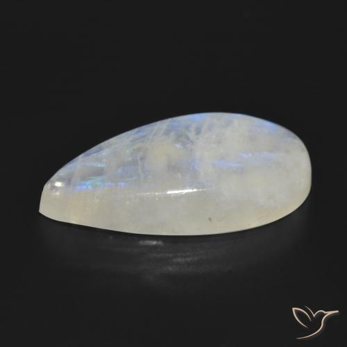 Pietra di luna arcobaleno Bianco bluastro naturale da 23.96 ct, Forma a pera, Traslucido