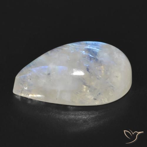 Pietra di luna arcobaleno Bianco bluastro naturale da 11.69 ct, Forma a pera, Traslucido