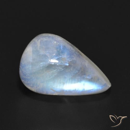 Pietra di luna arcobaleno Bianco bluastro naturale da 6.55 ct, Forma a pera, Traslucido