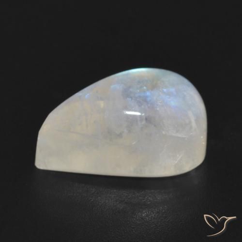 Pietra di luna arcobaleno Bianco bluastro naturale da 6.55 ct, Forma a pera, Traslucido