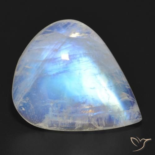 Pietra di luna arcobaleno Bianco bluastro naturale da 18.06 ct, Forma a pera, Traslucido