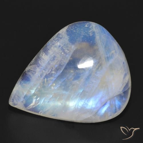 Pietra di luna arcobaleno Bianco bluastro naturale da 18.06 ct, Forma a pera, Traslucido