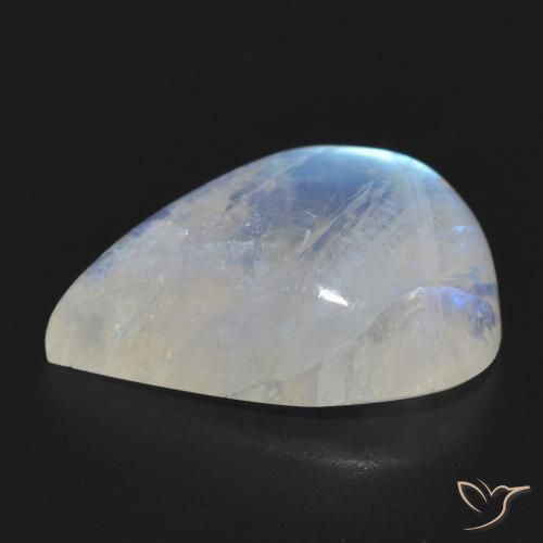 Pietra di luna arcobaleno Bianco bluastro naturale da 18.06 ct, Forma a pera, Traslucido