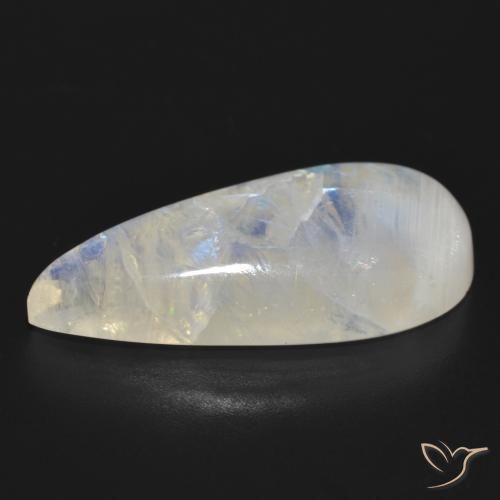 Pietra di luna arcobaleno Bianco bluastro naturale da 23.92 ct, Forma a pera, Traslucido