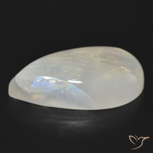 Pietra di luna arcobaleno Bianco bluastro naturale da 23.63 ct, Forma a pera, Traslucido