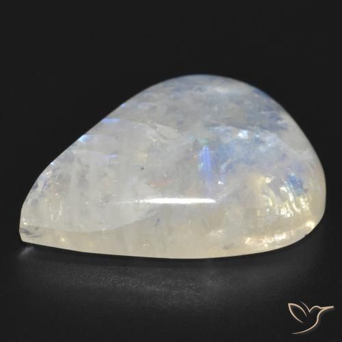 Pietra di luna arcobaleno Bianco bluastro naturale da 20.35 ct, Forma a pera, Traslucido