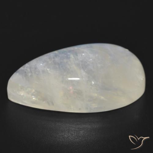 Pietra di luna arcobaleno Bianco bluastro naturale da 20.60 ct, Forma a pera, Traslucido