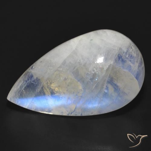 Pietra di luna arcobaleno Bianco bluastro naturale da 22.05 ct, Forma a pera, Traslucido
