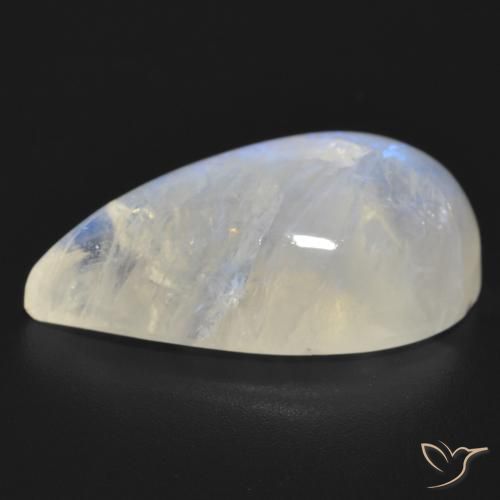 Pietra di luna arcobaleno Bianco bluastro naturale da 22.05 ct, Forma a pera, Traslucido