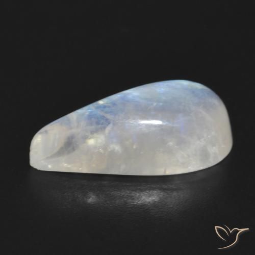 Pietra di luna arcobaleno Bianco bluastro naturale da 7.64 ct, Forma a pera, Traslucido