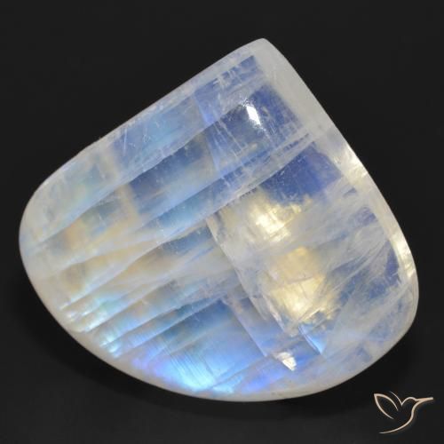 Pietra di luna arcobaleno Bianco bluastro naturale da 36.83 ct, Forma a pera, Traslucido