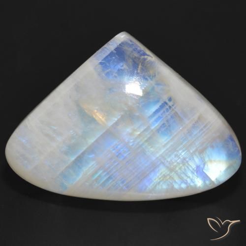 36.47ct Naturale Bianco bluastro Pietra di luna arcobaleno, Forma a pera, Traslucido
