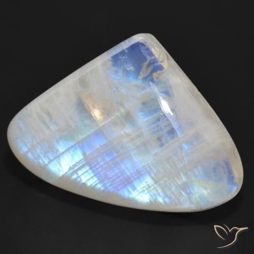 Pietra di luna arcobaleno Bianco bluastro naturale da 36.47 ct, Forma a pera, Traslucido