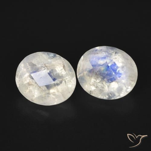 Gemme di Pietra di luna arcobaleno Bianco bluastro naturale da 2.16 ct, Ovale, Trasparente