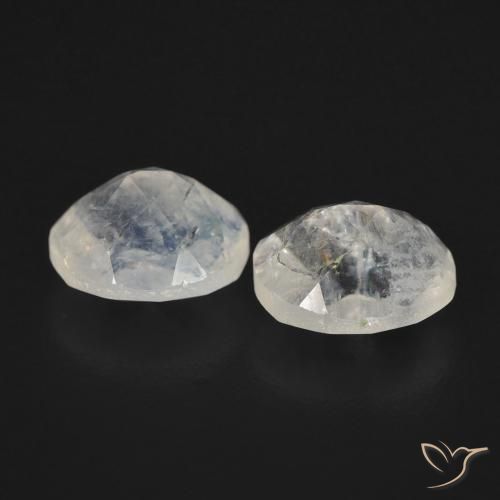 Gemme di Pietra di luna arcobaleno Bianco bluastro naturale da 2.16 ct, Ovale, Trasparente