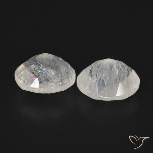 Gemme di Pietra di luna arcobaleno Bianco bluastro naturale da 2.18 ct, Ovale, Trasparente