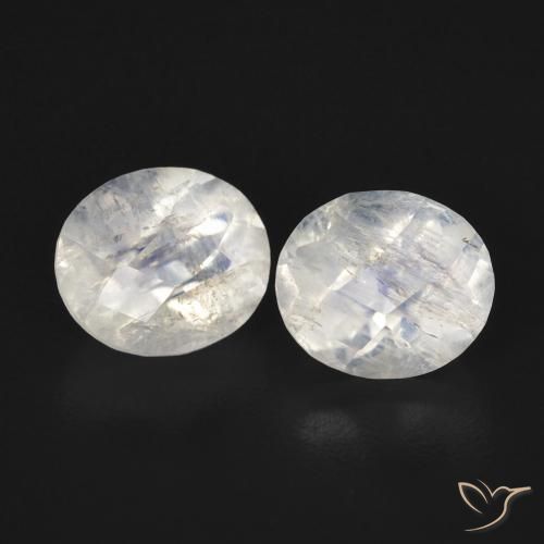 2.41ctw Naturale Bianco bluastro Pietra di luna arcobaleno, Ovale, Trasparente