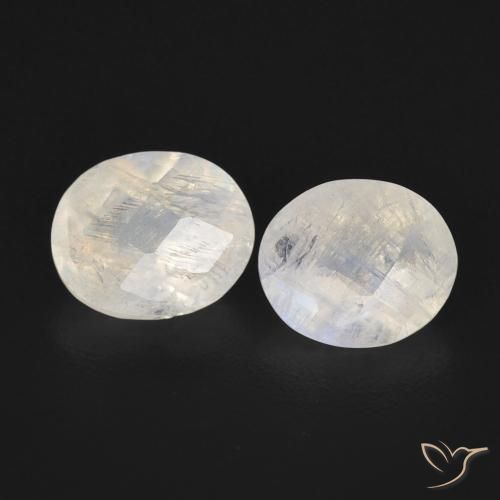 1.91ctw Naturale Bianco bluastro Pietra di luna arcobaleno, Ovale, Trasparente