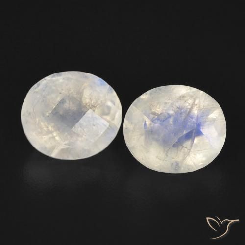 2.44ctw Naturale Bianco bluastro Pietra di luna arcobaleno, Ovale, Trasparente