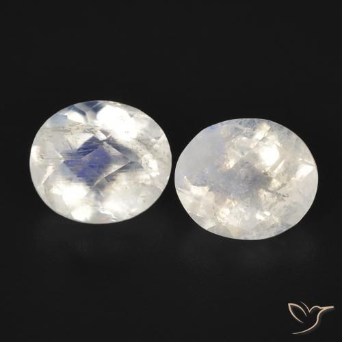 2.22ctw Naturale Bianco bluastro Pietra di luna arcobaleno, Ovale, Trasparente
