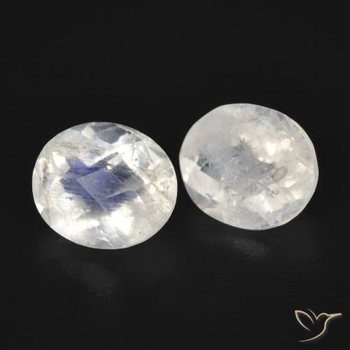 Gemme di Pietra di luna arcobaleno Bianco bluastro naturale da 2.22 ct, Ovale, Trasparente