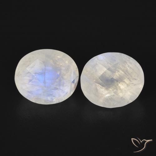 2.27ctw Naturale Bianco bluastro Pietra di luna arcobaleno, Ovale, Trasparente