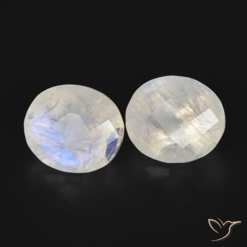 Gemme di Pietra di luna arcobaleno Bianco bluastro naturale da 2.27 ct, Ovale, Trasparente