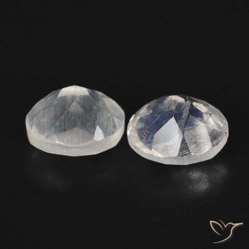 Gemme di Pietra di luna arcobaleno Bianco bluastro naturale da 2.20 ct, Ovale, Trasparente