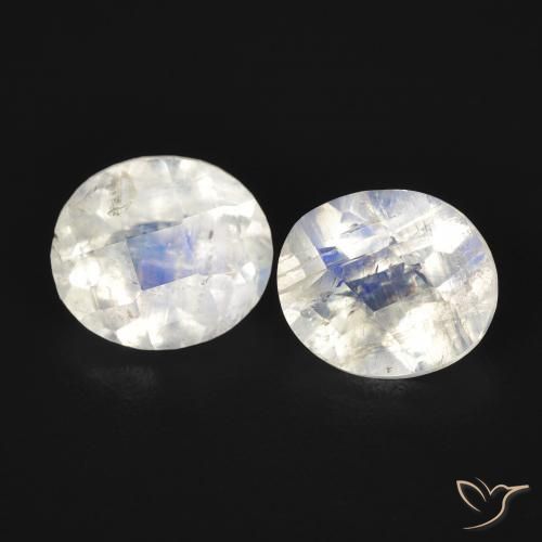 2.07ctw Naturale Bianco bluastro Pietra di luna arcobaleno, Ovale, Trasparente
