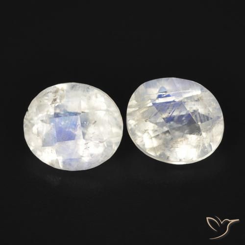 Gemme di Pietra di luna arcobaleno Bianco bluastro naturale da 2.07 ct, Ovale, Trasparente