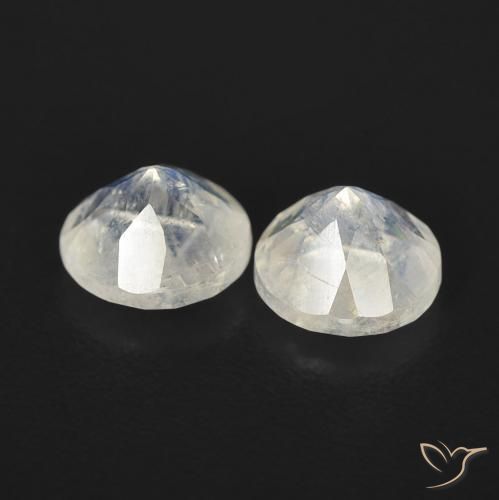 Gemme di Pietra di luna arcobaleno Bianco bluastro naturale da 1.03 ct, Rotondo, Trasparente