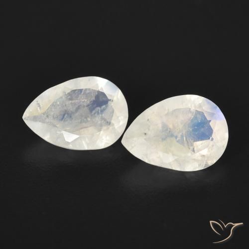 1.13ctw Naturale Bianco bluastro Pietra di luna arcobaleno, Forma a pera, Trasparente