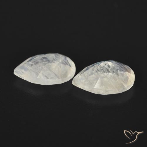 Gemme di Pietra di luna arcobaleno Bianco bluastro naturale da 1.13 ct, Forma a pera, Trasparente