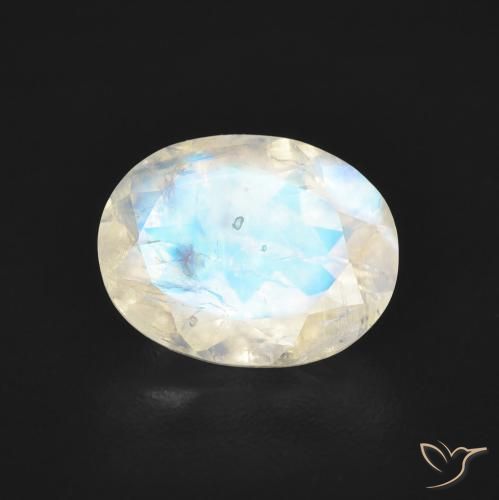 1.71ct Naturale Bianco bluastro Pietra di luna arcobaleno, Ovale, Trasparente
