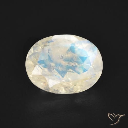Pietra di luna arcobaleno Bianco bluastro naturale da 1.71 ct, Ovale, Trasparente