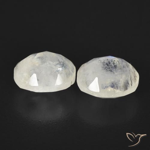 Gemme di Pietra di luna arcobaleno Bianco bluastro naturale da 2.56 ct, Ovale, Trasparente