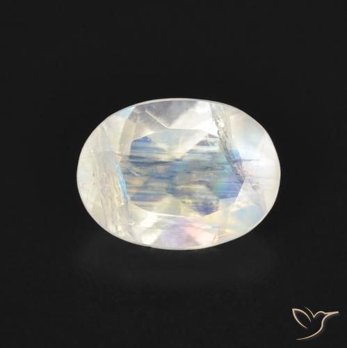 1.14ct Naturale Bianco bluastro Pietra di luna arcobaleno, Ovale, Trasparente