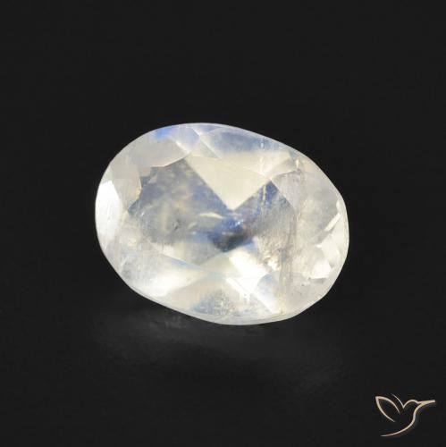Pietra di luna arcobaleno Bianco bluastro naturale da 1.13 ct, Ovale, Trasparente