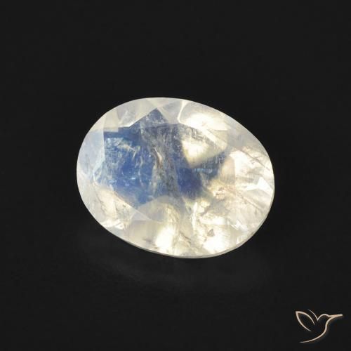 Pietra di luna arcobaleno Bianco bluastro naturale da 1.45 ct, Ovale, Trasparente