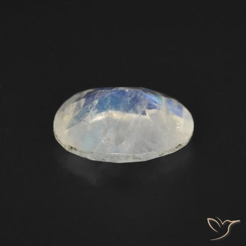 Pietra di luna arcobaleno Bianco bluastro naturale da 1.45 ct, Ovale, Trasparente